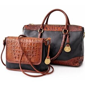 Brahmin Tuscans Matching Bag Set – Medium Satchel & Small Crossbody Croc Leather